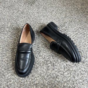Madewell The Bradley Lugsole Penny Loafer Black Leather Size 11 Chunky Sole